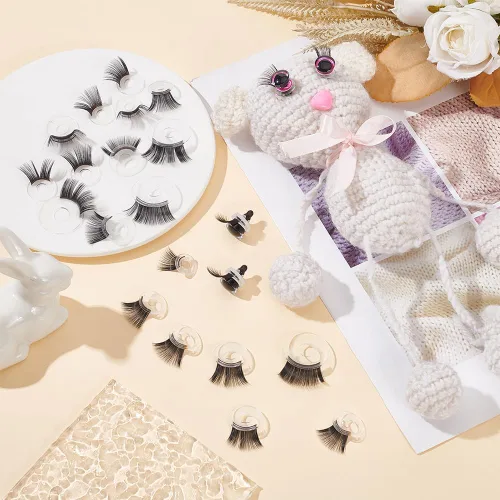 Miniatura 5 de PH PandaHall 20 pestañas de seguridad, 5 tamaños, pestañas de ganchillo rellenas de plástico, pestañas negras, accesorios de maquillaje de ojos