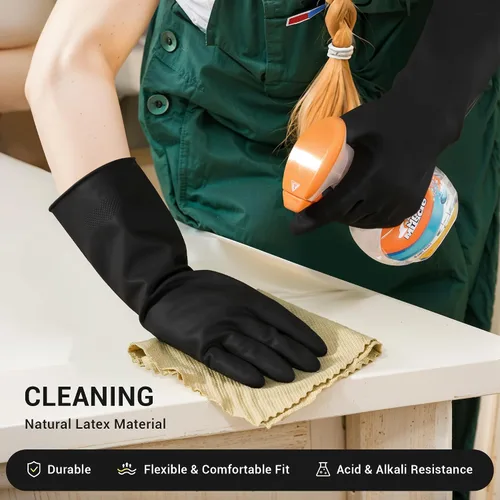 Miniatura 5 de ThxToms 3 pares de guantes de lavado de platos, guantes de limpieza de látex reutilizables para tareas domésticas, cocina, baño, duraderos