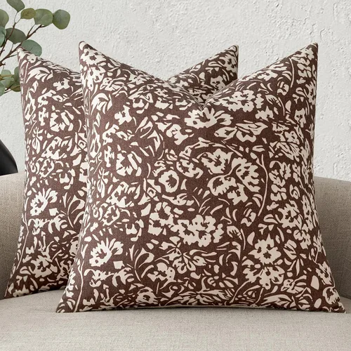Miniatura 9 de MIULEE Fundas de almohada florales 18x18, juego de 2 fundas de almohada decorativas modernas de lino, fundas de almohada neutras de estilo granja