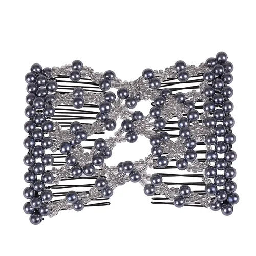 Miniatura 5 de 5 peines para el cabello con cuentas fáciles de estirar, doble diapositiva mágica de metal, horquillas para el cabello de las mujeres