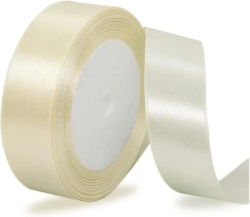Miniatura 70 de Cinta de satén beige de 1 pulgada x 25 yardas, cinta de tela de color sólido para envoltura de regalos, manualidades, fabricación de lazos