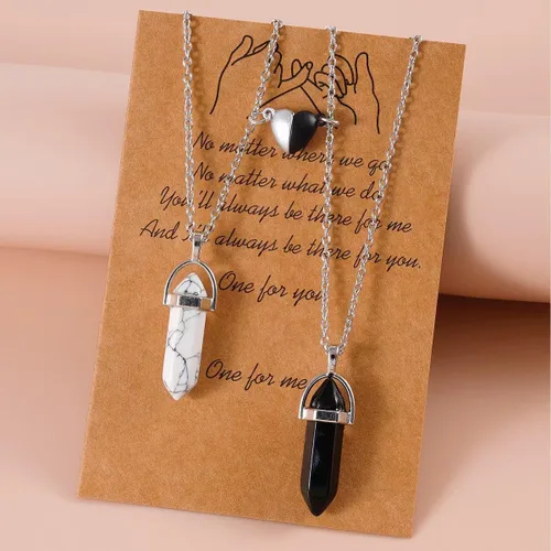 Miniatura 14 de Collar magnético de corazón dividido a juego para parejas, colgante de atracción mutua de cristal, regalo de joyería de amistad para mejores amigos
