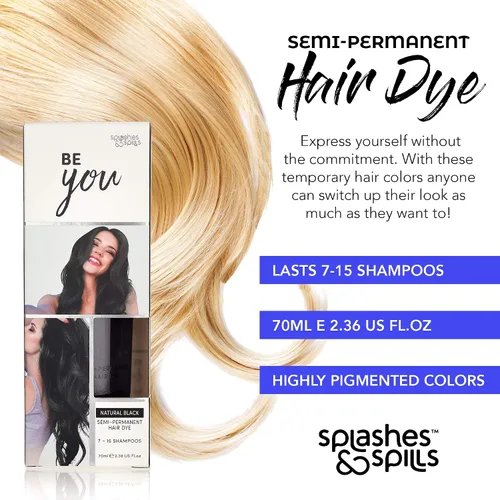 Miniatura 2 de Splashes and Spills - Tinte negro semipermanente para el cabello, vibrante de 2.36 onzas, sin amoníaco ni peróxido, tóner vegano y 100% libre