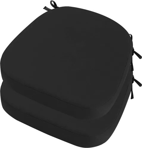 Miniatura 23 de idee-home Juego de 2 cojines para sillas de exterior, 17 x 17 pulgadas de grosor, en forma de D, cojines de asiento impermeables con lazos