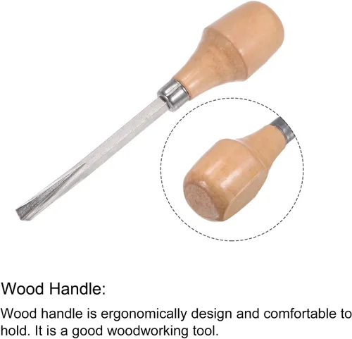 Miniatura 4 de uxcell Cuchillo para tallar cinceles de madera, 0.394 in cromado 45 # acero al carbono punta triangular herramienta de mano para carpintería Graver