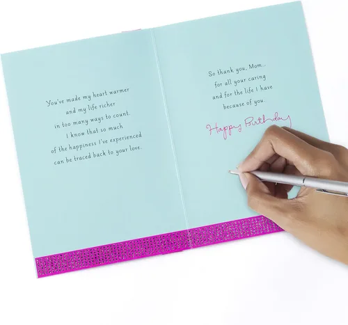 Miniatura 4 de Hallmark- Tarjeta de cumpleaños, flores rosadas y azules