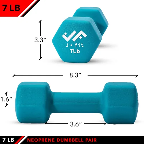 Miniatura 2 de JFIT Dumbbell Pairs or Sets – Neoprene & Vinyl Coated Hand Weights for Home Gym, Strength Training, Aerobics, Cardio Exercise and Fitness
