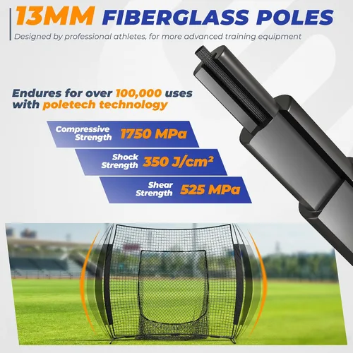 Miniatura 4 de 7 x 7 ft Baseball Net, Baseball Softball Batting Net for Practice Hitting Pitching Fielding, Quick Setup, Portable, with Carry Bag, 4 Ground Stakes