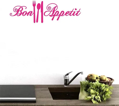 Miniatura 6 de Bon Appetit - Calcomanías de vinilo para cocina, azulejo, tenedor, cuchara, adhesivo de vinilo para cafetería, cafetería, tienda, restaurante, sala