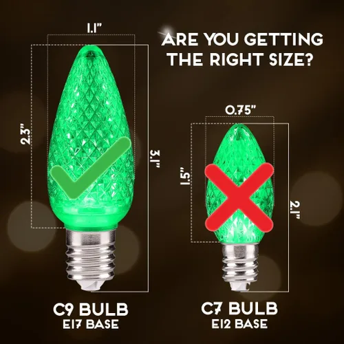 Miniatura 4 de Iluminación para fiestas. Repuesto de foco para luces de navidad de LED facetado C9 para tomas E17, nivel comercial con ahorro de energía. Focos