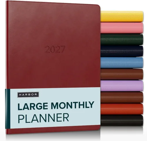 Miniatura 18 de Harbor Agenda mensual grande 2025-2026, calendario y cuaderno, piel sintética duradera, 14 meses, 96 páginas, tapa suave y ligera, flor de orquídea