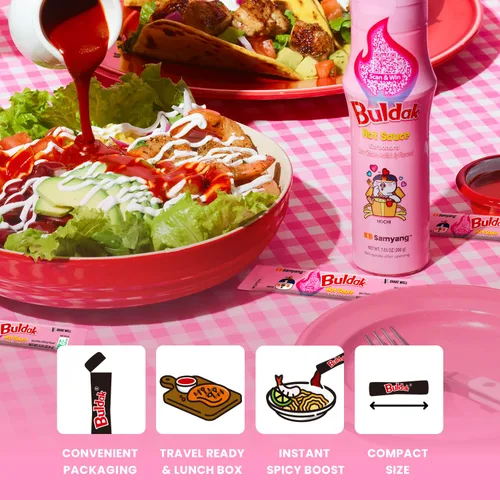 Miniatura 5 de Samyang Buldak - Salsa coreana de pollo picante picante sabor carbonara, auténtica salsa coreana para aperitivos de ramen y inmersión, 0.17 onzas