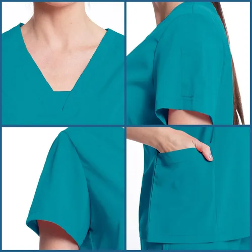 Miniatura 5 de niaahinn Scrubs Medical Uniforme - Conjunto de ropa quirúrgica para mujer con cuello en V y pantalón deportivo cónico tipo cargo