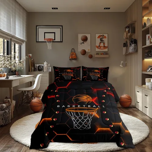 Miniatura 14 de Juego de edredón de béisbol en 3D para niños, tamaño twin, juego de ropa de cama para niños amantes de los deportes de juegos de pelota, decoración
