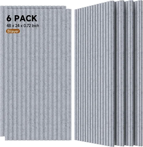 Miniatura 13 de Grandes paneles acústicos bicapa, juego de 4 paneles absorbentes de sonido, paneles a prueba de sonido de 120 cm x 60 cm x 1.8 cm para paredes