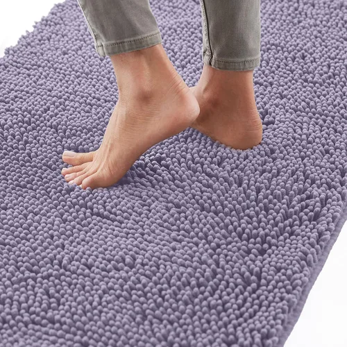 Miniatura 73 de Gorilla Grip - Tapete de baño afelpado, absorbente, peludo, de felpilla, para base de inodoro cuadrada, reverso de goma, suave, de microfibra, claro