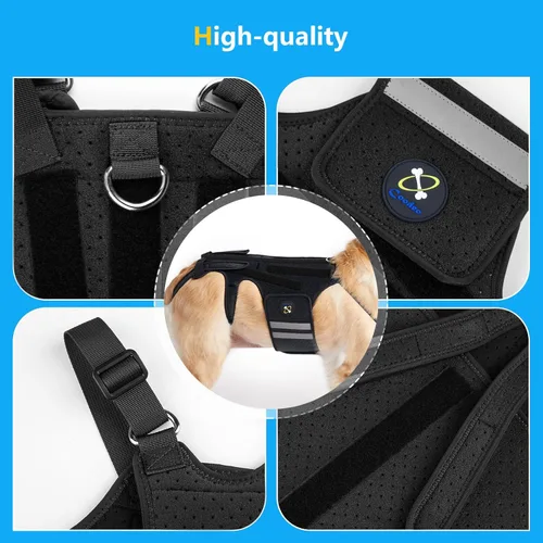 Miniatura 9 de Coodeo Soporte de espalda para perros para artritis, soporte de espalda para mascotas para IVDD, protector de espalda ayuda a aliviar el dolor, Negro