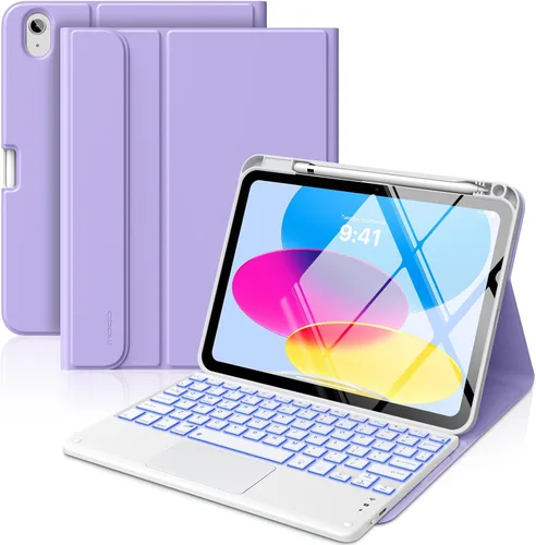 Miniatura 19 de MoKo Funda con teclado táctil para iPad (A16) 11ª generación de 11 pulgadas 2025, iPad de 10.9 pulgadas de 10.9 pulgadas, funda con soporte para azul