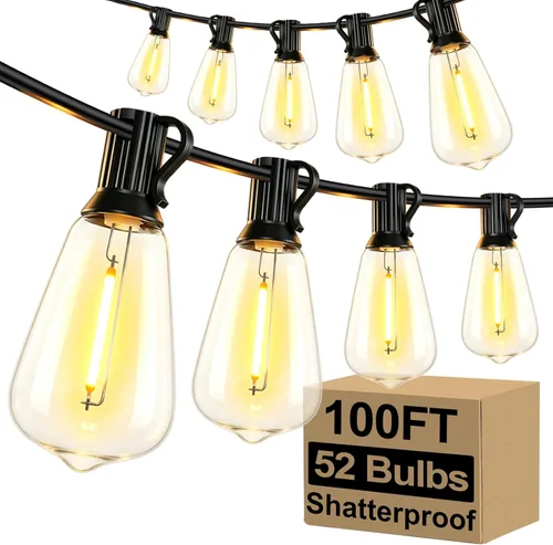 Miniatura 13 de Brightever Luces de Cadena para Exteriores de 25 Pies, Luces de Patio ST38 con 13 Bombillas Edison, Luces Colgantes Impermeables Conectables