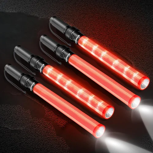 E-riding 4 varitas de tráfico de señal de 21 pulgadas, varita de control de tráfico con LED blanco en la parte superior, luz de bastón de tráfico de
