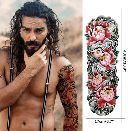 Miniatura 2 de Aresvns Tatuajes temporales de brazo completo para hombres y mujeres (19 x 7 pulgadas), tatuajes de manga impermeable y de larga duración