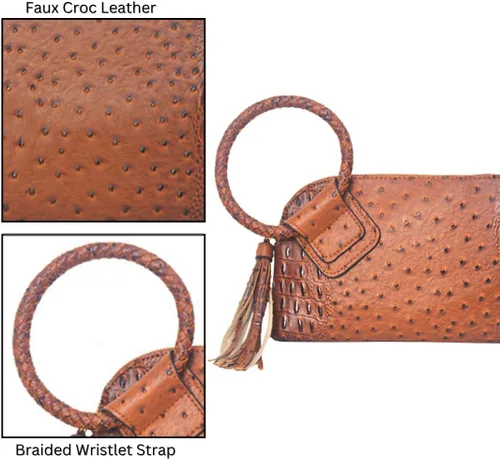 Miniatura 6 de NGIL Mini bolso de pulsera de piel sintética para mujer con borla de flecos, cartera de pulsera para mujer