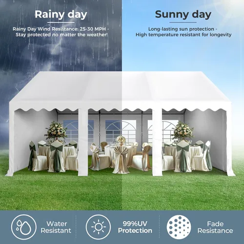 Miniatura 8 de Green Party - Carpa para fiesta de 16 x 20 pies, carpa para eventos de bodas de alta resistencia con 3 bolsas de transporte y paredes laterales