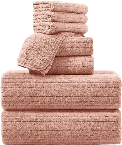 Miniatura 11 de Mistyrose Toalla de diseño acanalado (verde, toallas de baño de 4 piezas)