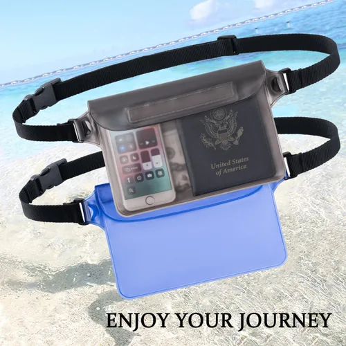 Miniatura 7 de CADONO Paquete de 2 fundas impermeables con correa ajustable para la cintura Bolsa seca sensible al tacto en pantalla, mantiene tu teléfono