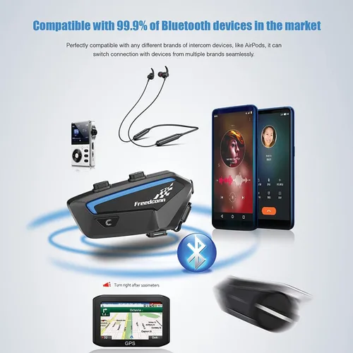 Miniatura 3 de FreedConn FX 10 Riders - Auriculares Bluetooth para motocicleta con intercambio de música, intercomunicador Bluetooth con cancelación de ruido/radio