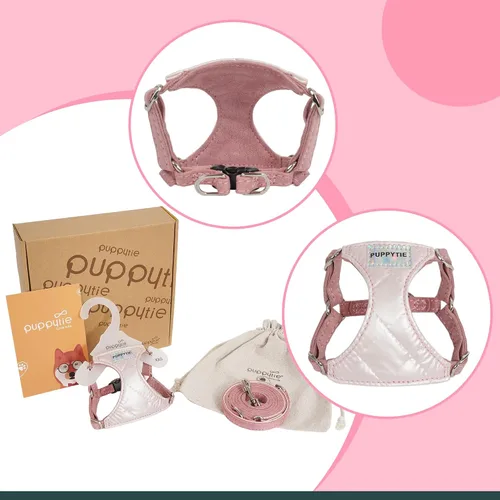 Miniatura 3 de Puppytie Arnés sin tirones para perro, con correa multifunción, pechera suave y ajustable para mascota, no ahorca, chaleco a prueba de escape, rosa