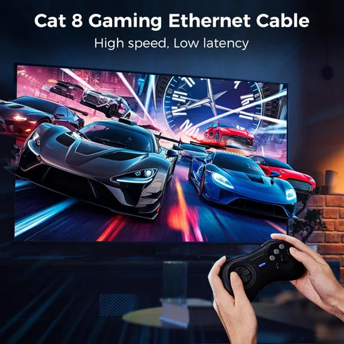 Miniatura 3 de Cable Ethernet Cat 8 de 30 pies, cable de red trenzado de alta velocidad con conector RJ45 chapado en oro de 40 Gbps 2000 Mhz, cable LAN resistente