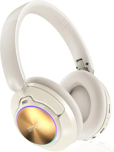 Auriculares inalámbricos Bluetooth con cancelación de ruido con micrófono, tiempo de reproducción de 65 horas, llamadas claras, ajuste cómodo para