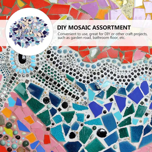 Miniatura 3 de EXCEART Azulejos de mosaico de cerámica rotos de 7.05 oz, piezas de mosaico de cerámica, piezas de azulejos de cerámica, azulejos esmaltados