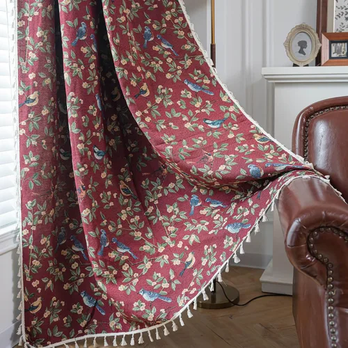Miniatura 22 de ENJOYBRIDAL - 2 paneles de cortinas, florales, estilo bohemio, de granja, rústico o clásico, semitraslúcidas, con bolsillo para cortinero y borlas