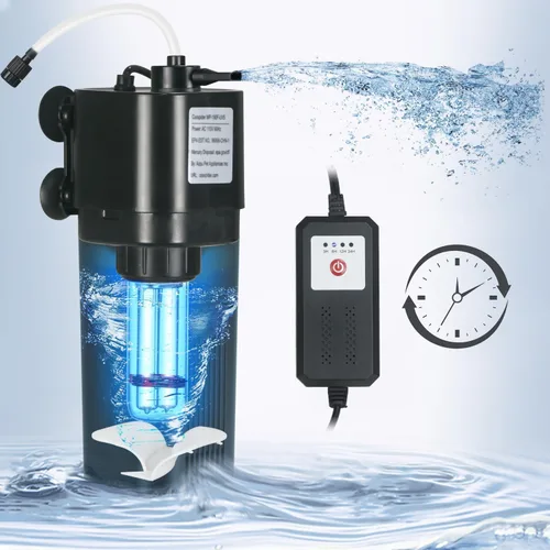 Miniatura 10 de Filtro U-V para acuario de 300 GPH para tanque de peces grande de 80-200 galones, potente bomba sumergible interna, máquina limpiadora de agua