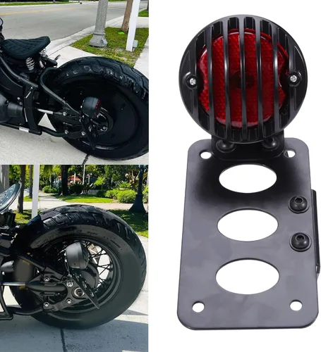 Miniatura 3 de Rich Choices - Luces traseras de motocicleta con soporte lateral para matrícula, luces de freno integradas, luz de stop, impermeables, de aluminio