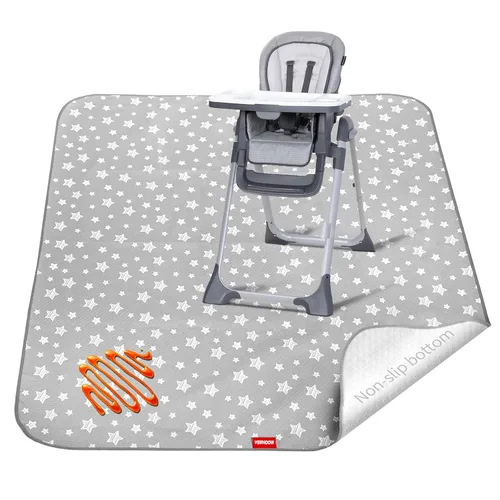 Tapete antisalpicaduras para debajo de la silla alta, antideslizante, impermeable, tapetes de piso para la hora de comer, lavables, portátiles, Gris