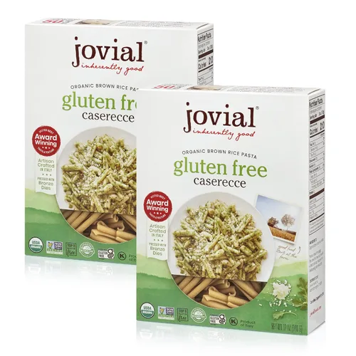 Jovial Pasta Caserecce de arroz integral de grano entero, orgánica, sin gluten y lácteos, pasta de arroz integral, hecha en Italia, 12 onzas,