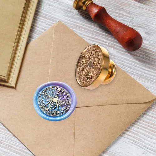 Miniatura 2 de SEWACC Cabeza de sello de cera de latón antiguo, cabeza de sello de cera de latón antiguo, cabeza de sello de sello 3D grabada profunda para sobres