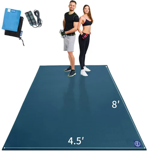 Miniatura 8 de MRO Extra Large Exercise Mat For Home Gym, 8'x4.5'/7'x4.5'/6'x4.5'(7mm) Workout Mats for Gym Flooring, Non-Slip, Extra Thick Durable Cardio Mat