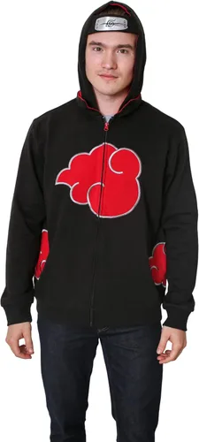 Miniatura 4 de Ripple Junction Naruto Shippuden Akatsuki Clan Red Clouds Zip Up Hoodie for Men