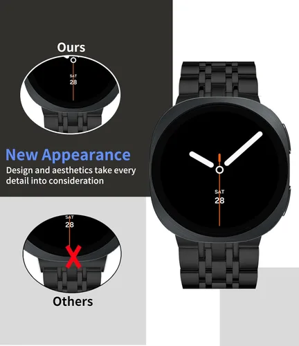 Miniatura 2 de Correas sin huecos compatibles con Samsung Galaxy Watch 8 de 1.575 pulgadas/1.732 pulgadas/Classic 1.811 pulgadas 2025, repuesto de metal de acero