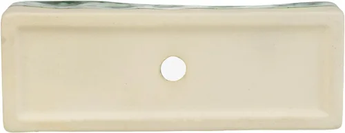 Miniatura 7 de MyGift Maceta rectangular para suculentas - Maceta decorativa de cerámica beige y verde glaseada con bandeja de bambú extraíble