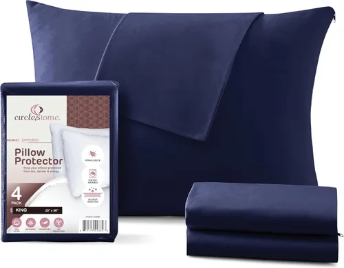Miniatura 77 de CirclesHome Juego de 12 protectores de almohada estándar con cremallera, 100% algodón, transpirables, protegen las almohadas de la suciedad, el 1