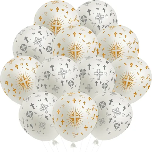 WATINC 36 globos de cruz que Dios bendige, decoración de fiesta de bautismo, suministros de confirmación, decoración de primera comunión, globo