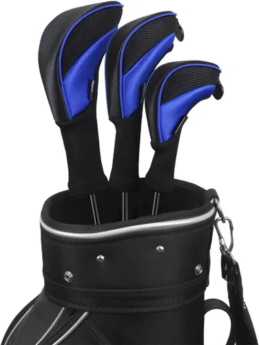 Scott Edward 3Pcs Golf Club Head Covers for Fairway Driver Hybrid Wood, Long Neck Mesh Golf Club Headcovers Set with Interchangeable Tags