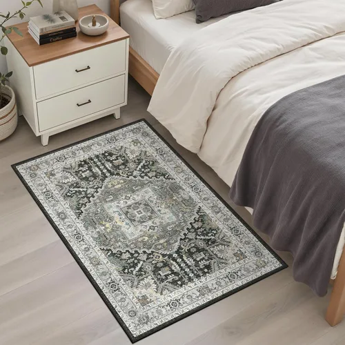 Miniatura 299 de Madane Tapete lavable de 2 x 10 pies para pasillo, cocina, recibidor, clásico, suave, antideslizante para interiores, casa de campo, baño, sala
