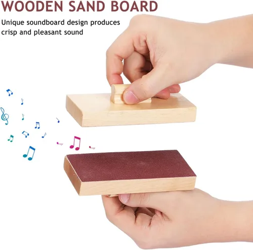 Miniatura 5 de Totority Bloques de arena de madera, instrumentos musicales, 5 pares, juguetes de percusión de madera de haya natural para niños pequeños y niños
