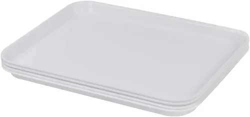 Miniatura 8 de Gloreen Juego de 4 bandejas rectangulares de comida rápida, bandejas de café estándar para cafetería, color gris